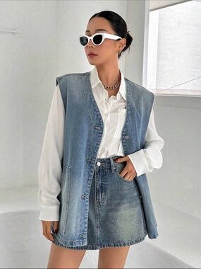 Dazy Light Wash Blue Denim Vest